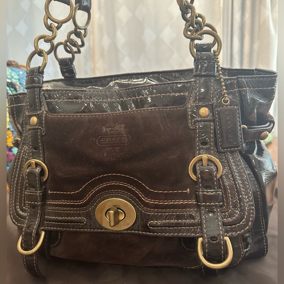 Coach Legacy Garcia Shoulder Bag, Brown Leather and Patent Leather, EUC - Picture 2 of 13